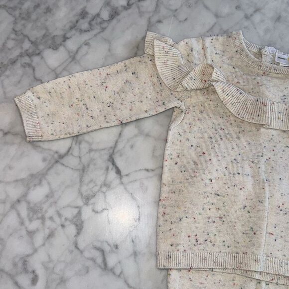 BLOOMIES BABY GIRLS RUFFLE TRIM CONFETTI SWEATER SET 6/12M - Picture 2 of 10